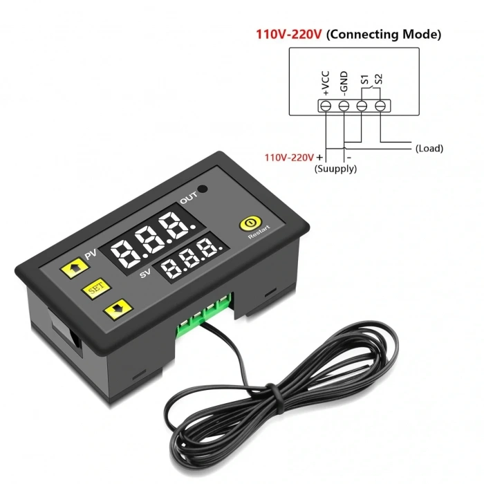 W3230 AC 220V Röle Çıkışlı Termostat Sıcaklık Kontrol Cihazı