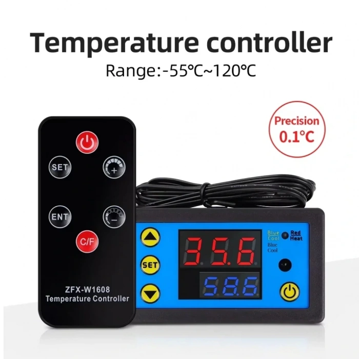 W3231 ZFX-W1608 DC12V Uzaktan Kumandalı Dijital Termostat