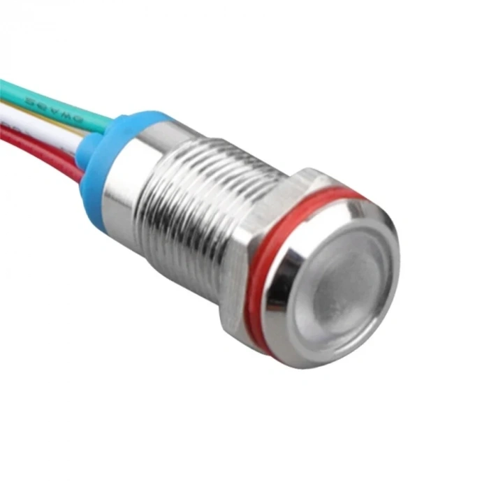 WD10L-P2/RG- 10mm 12-24V Kablolu Metal Sinyal Lambası - 2 Renk Katot