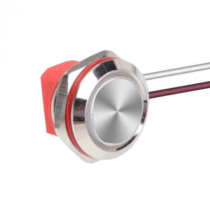 WD12C1-Wired-P1 12mm Düz Yaylı Metal Buton - Kablolu