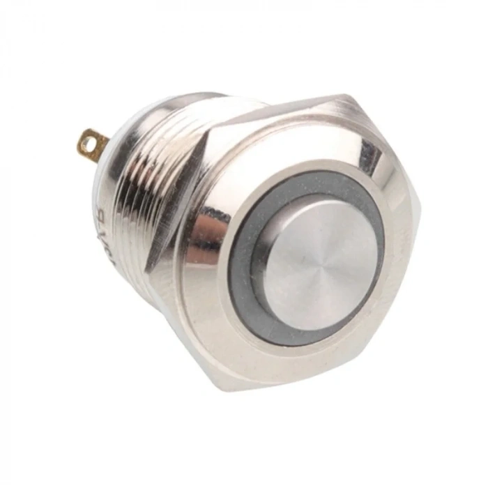 WD16H-G1-E 16mm Çıkık Yaylı Işıklı Metal Buton - Beyaz