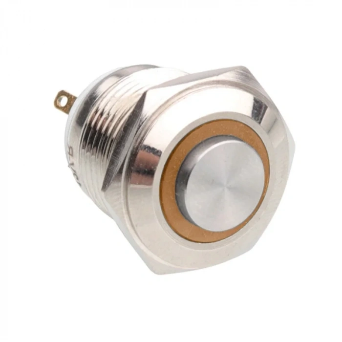 WD16H-G1-E 16mm Çıkık Yaylı Işıklı Metal Buton - Sarı