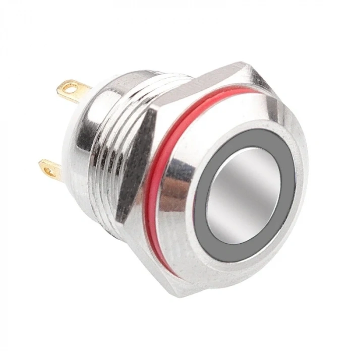 WD16H-P1-E 16mm Düz Yaylı Işıklı Metal Buton - Beyaz