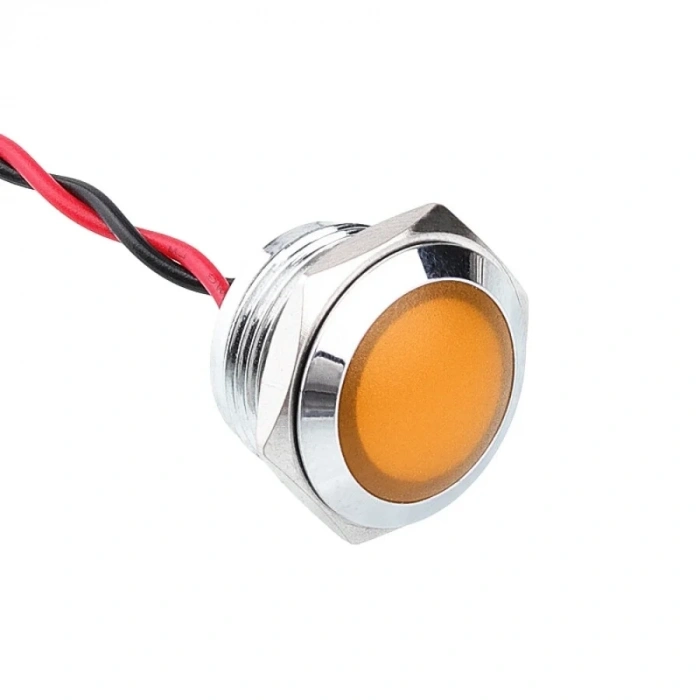 WD16L-P2 16mm 12-24V Kablolu Metal Sinyal Lambası - Sarı