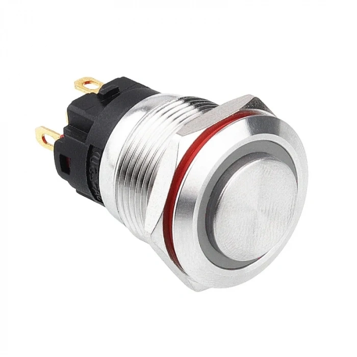 WD19A-G1-E 19mm Çıkık Yaylı Işıklı Metal Buton - Beyaz