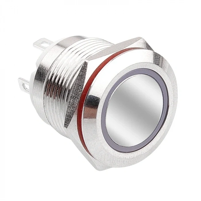 WD19H-P1-E 19mm Düz Yaylı Işıklı Metal Buton - Beyaz
