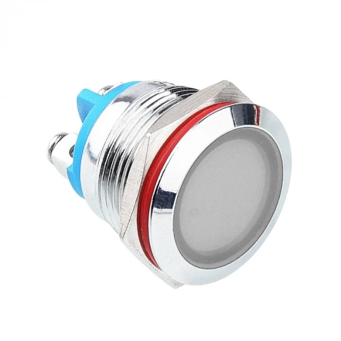 WD19L-P0 19mm 12-24V Metal Sinyal Lambası - Beyaz