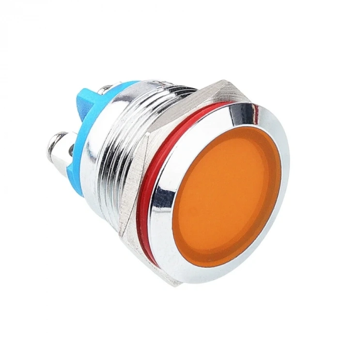 WD19L-P0 19mm 12-24V Metal Sinyal Lambası - Sarı