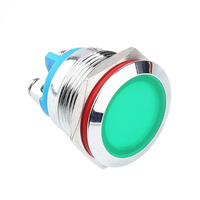 WD19L-P0 19mm 12-24V Metal Sinyal Lambası - Yeşil