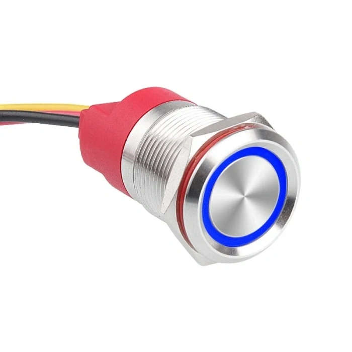 WD19T-P1-E 19mm Dokunmatik Touch Metal Buton - Mavi