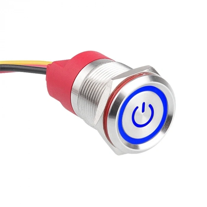 WD19T-P2-EC 19mm Dokunmatik Touch Metal Buton - Mavi