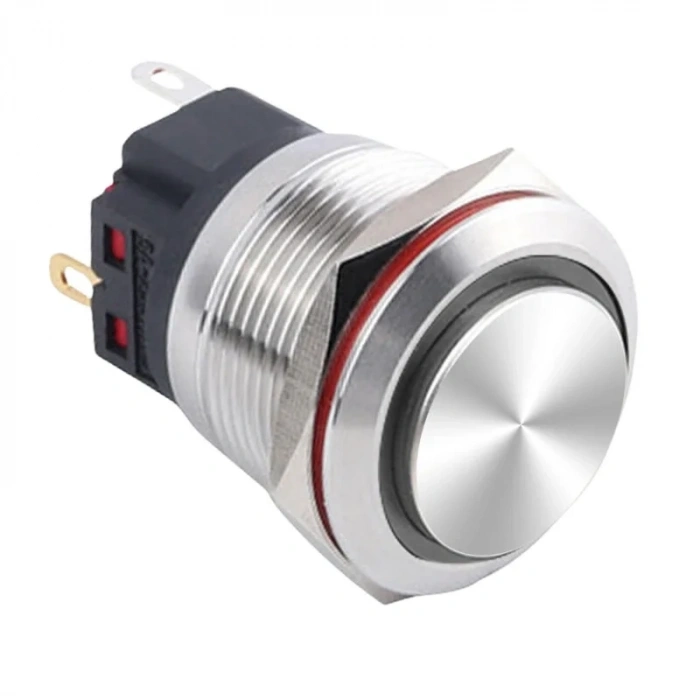 WD22B-G1-E 22mm Çıkık Yaylı Işıklı Metal Buton - Beyaz