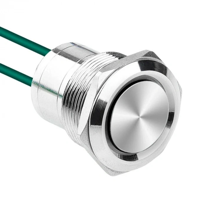WD22D1-P2-E 22mm Düz Yaylı Kablolu Metal Buton