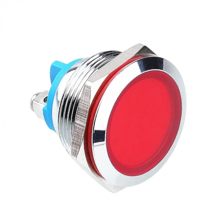WD22L-P0 22mm 12-24V Metal Sinyal Lambası - Kırmızı