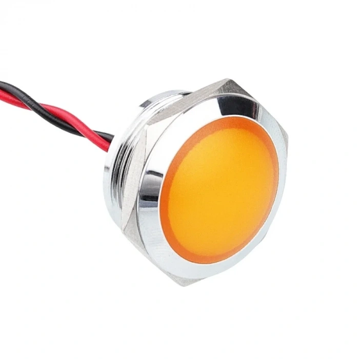 WD22L-P2 22mm 12-24V Kablolu Metal Sinyal Lambası - Sarı
