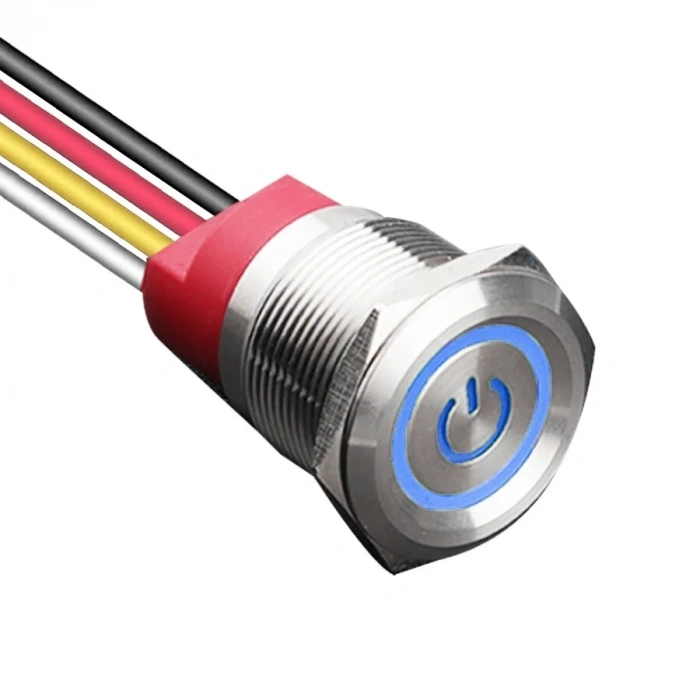 WD22T-P2-EC 22mm Dokunmatik Touch Metal Buton - Mavi