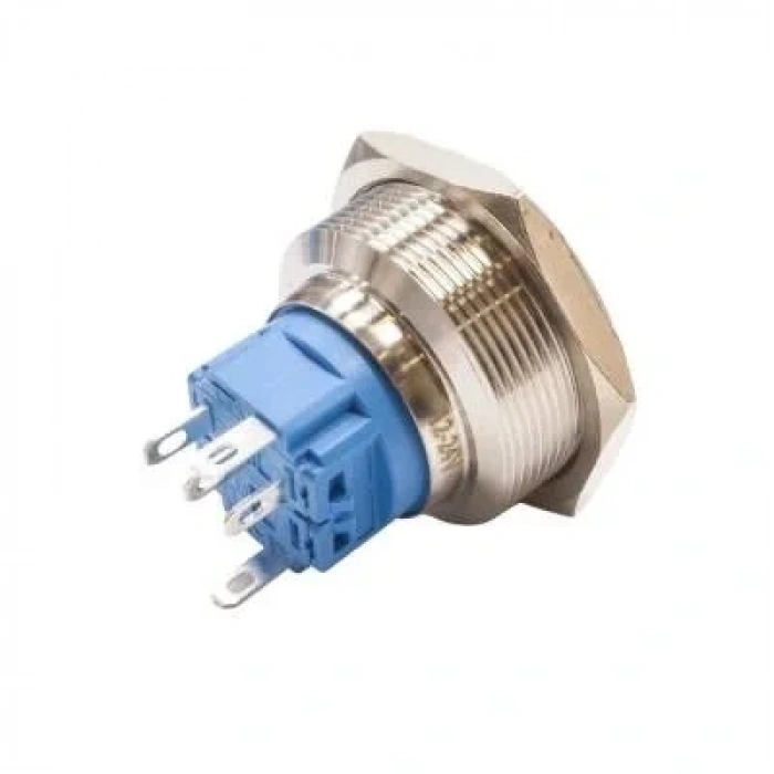 WD28B-G1Z-E 28mm Çıkık Anahtarlı Işıklı Metal Buton - Kırmızı
