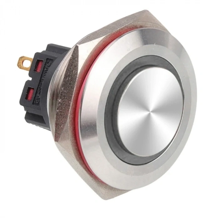 WD30B-G1Z-E 30mm Çıkık Anahtarlı Işıklı Metal Buton - Beyaz