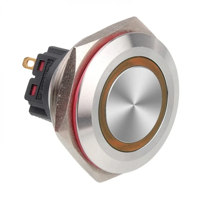 WD30B-P1-E 30mm Düz Yaylı Işıklı Metal Buton - Sarı