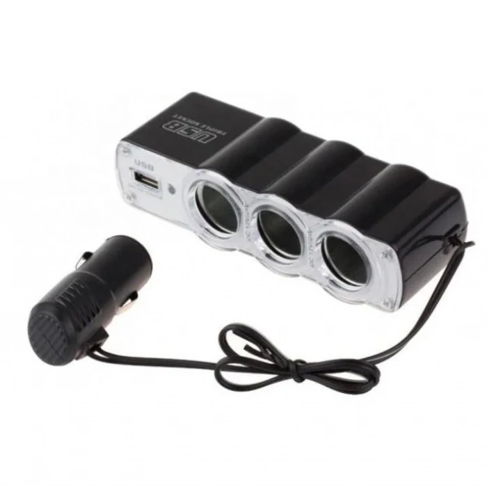WF-0120 3lü USBli Çakmaklık Çoklayıcı
