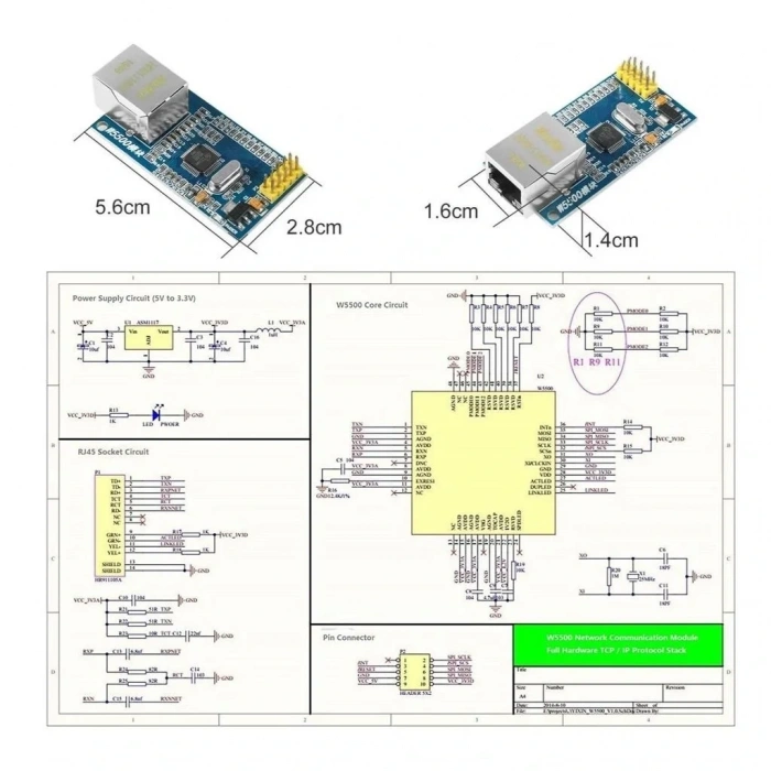 Wiznet W5500 Ethernet Lan Modülü Ethernet Ağ Modülü