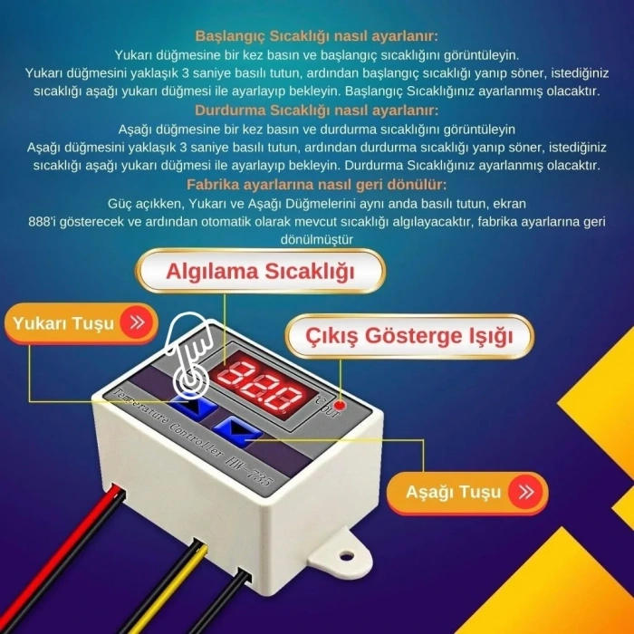 XH-W3001 220V AC Dijital Termostat 1500W