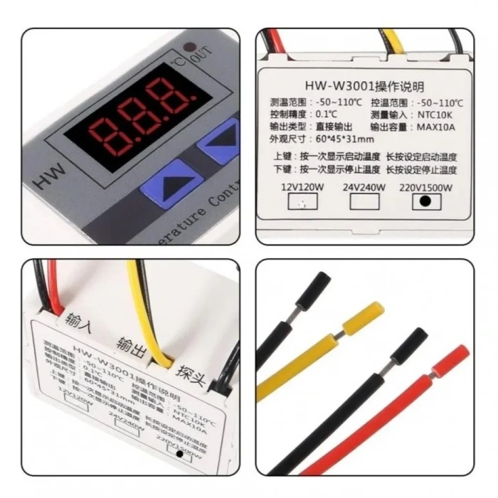 XH-W3001 220V AC Dijital Termostat 1500W