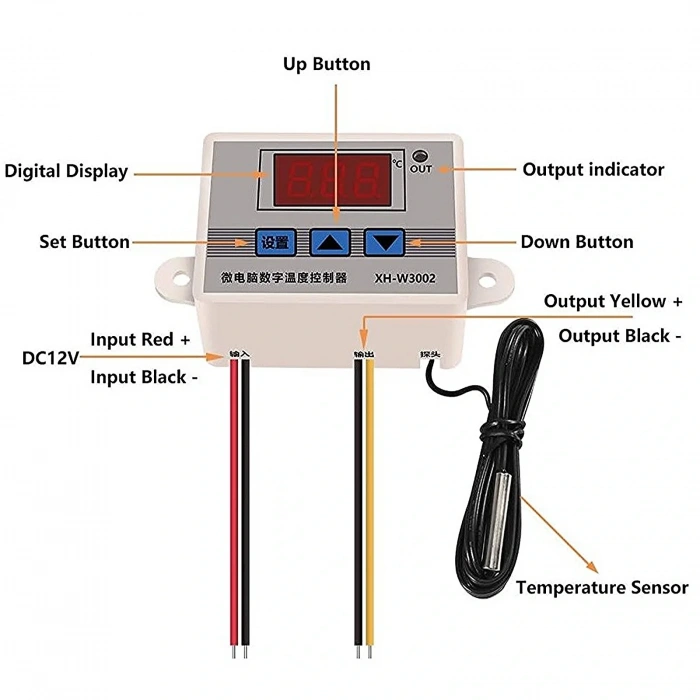 XH-W3002 220V AC Dijital Ayarlı Termostat 1500W
