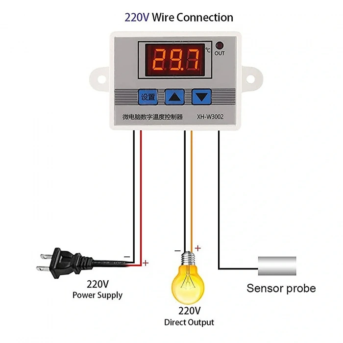 XH-W3002 220V AC Dijital Ayarlı Termostat 1500W
