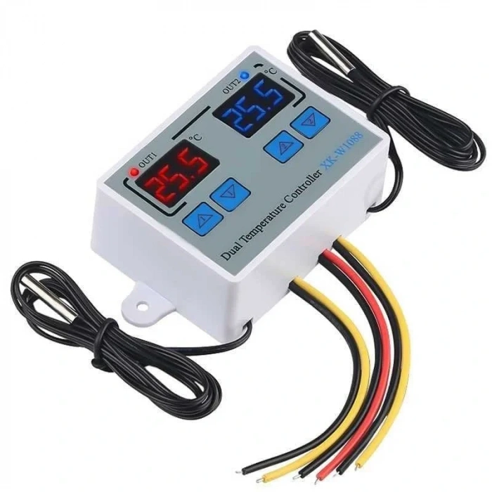 XK-W1088 İkili Dijital Sıcaklık Kontrollü Termostat - 220V/AC 1500W 