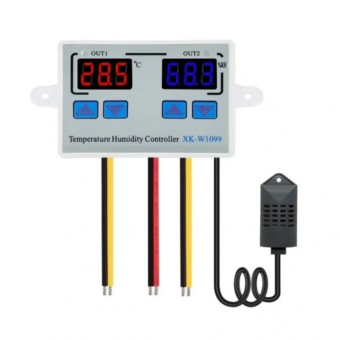 XK-W1099 220V Sıcaklık ve Nem Ölçer Ekranlı Termostat - Röle Modülü