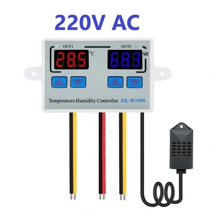 XK-W1099 220V Sıcaklık ve Nem Ölçer Ekranlı Termostat - Röle Modülü