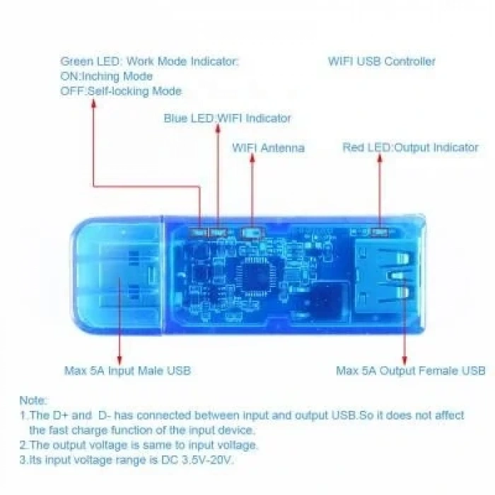 XY-WFUSB Sinilink Wifi-Usb Cep Telefonu Uzaktan Kumanda Modülü 3.5-20V 5A 100W
