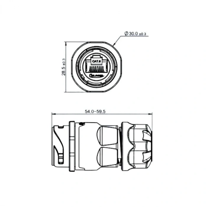 YM-20-J/RJ45/213/PP-42-001 Su Geçirmez Ethernet Konnektörü - Dişi