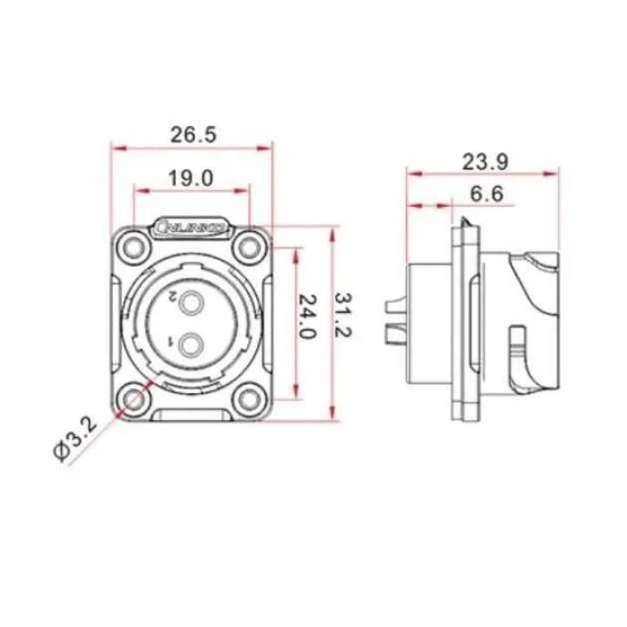 YM-20-J02SX-02-401 2-Pin Su Geçirmez Konnektör - Dişi