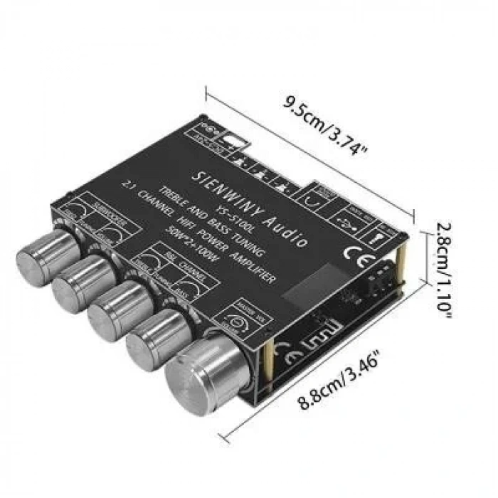YS-S100L 2x50W + 100W Bluetooth 5.0 2.1 Kanal Amfi Modülü