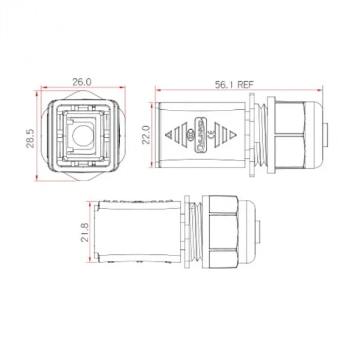 YT-RJ45-CPE-03-001 Su Geçirmez Ethernet Konnektörü - Erkek