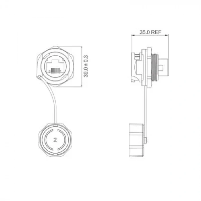 YT-RJ45-JSX-04-002 Su Geçirmez Ethernet Konnektörü - Dişi