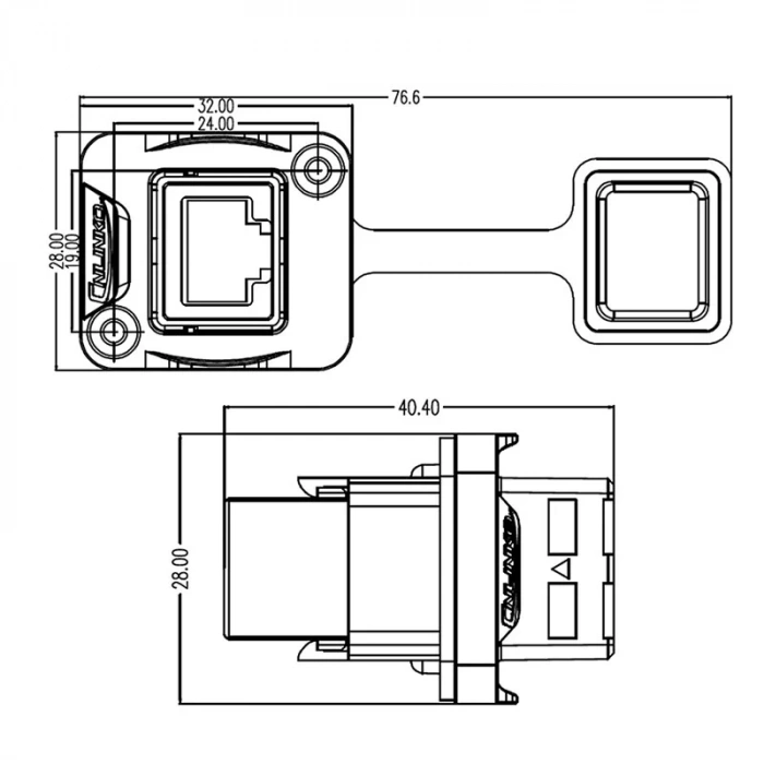 YT-RJ45-JSX-05-003 Su Geçirmez Ethernet Konnektörü - Dişi