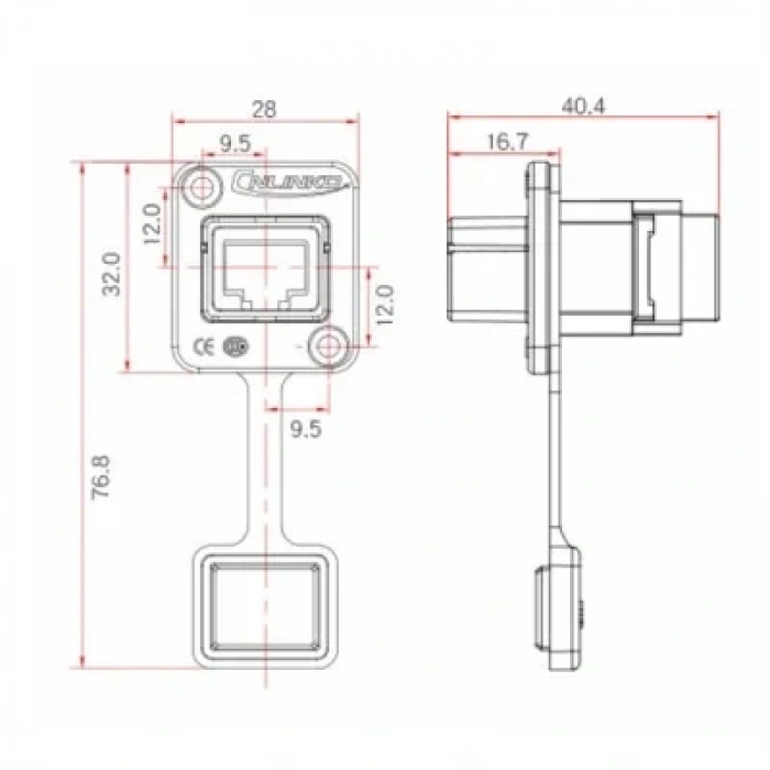YT-RJ45-JSX-10-001 Su Geçirmez Ethernet Konnektörü - Dişi