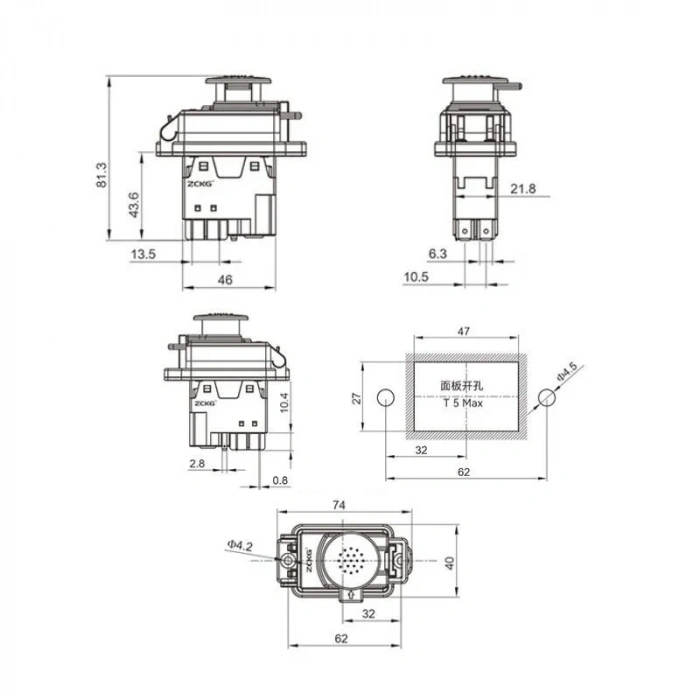 ZCD-02D1 5-Pin Elektromanyetik Switch