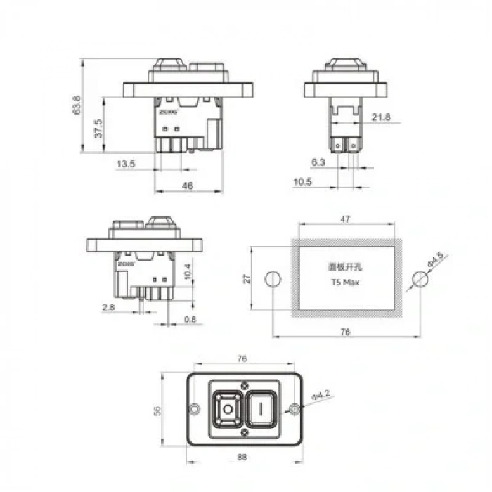 ZCD-02F 5-Pin Elektromanyetik Switch - Kutulu