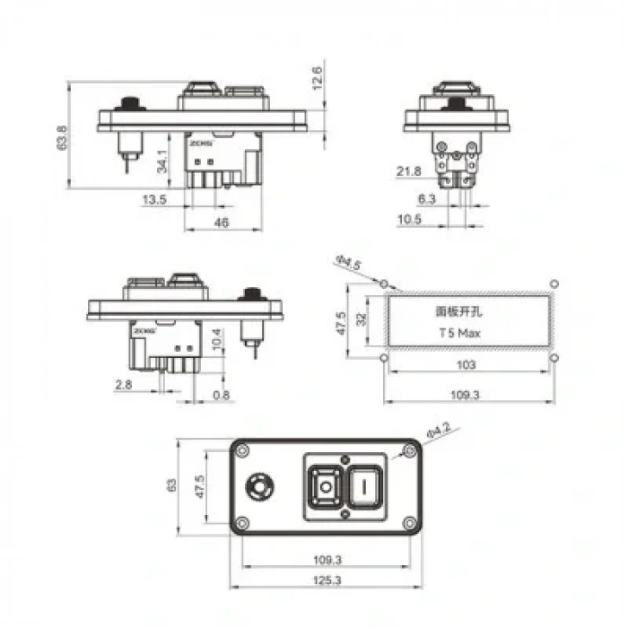 ZCD-02FL 5-Pin Elektromanyetik Switch