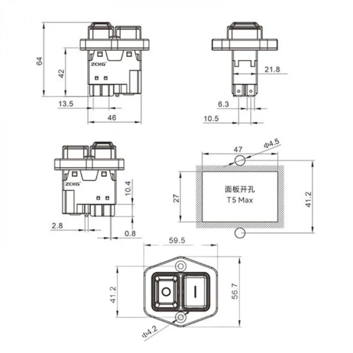 ZCD-02H 5-Pin Elektromanyetik Switch
