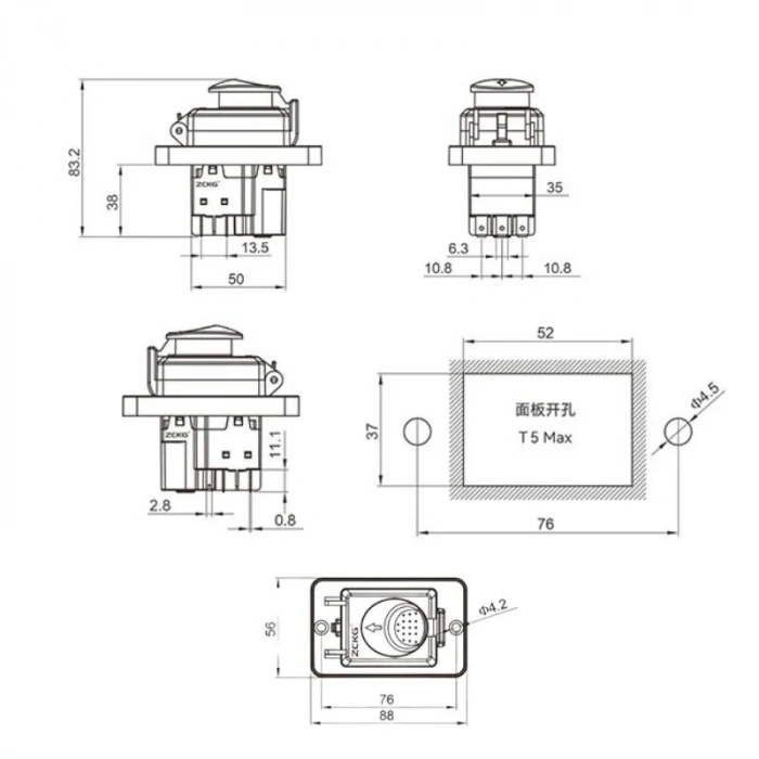 ZCD-03B 6-Pin Elektromanyetik Switch