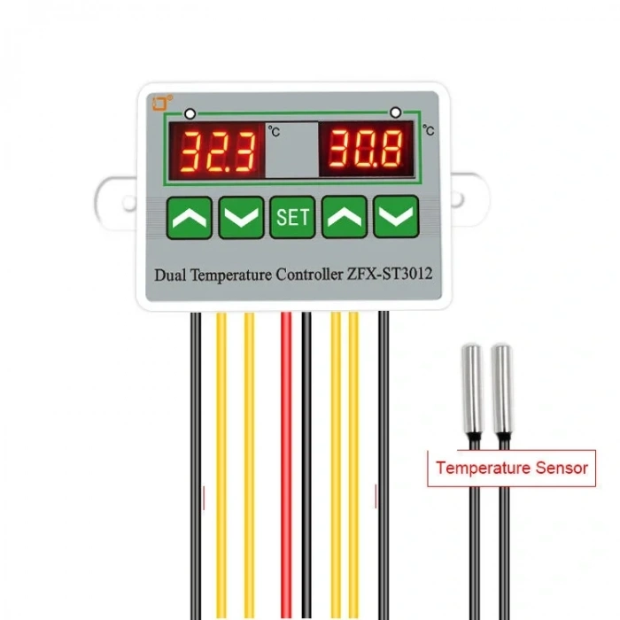 ZFX-ST3012 220V Çift Röle Çıkışlı Termostat - Sıcaklık Kontrol Cihazı