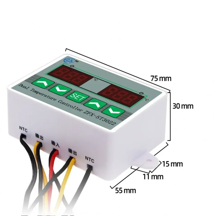 ZFX-ST3012 220V Çift Röle Çıkışlı Termostat - Sıcaklık Kontrol Cihazı
