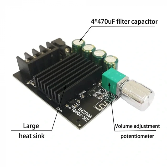 ZK-1002L 2x100W 5.0 Bluetooth Amfi Devresi