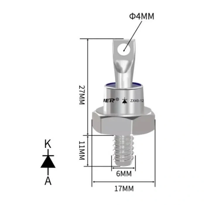 ZX40-12 40A 1200V Metal Vidalı Diyot - Katot