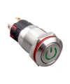 12A-P1Z-C 12mm Düz Anahtarlı Işıklı Power Metal Buton - Yeşil